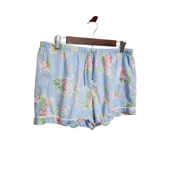 Ralph Lauren Blue Floral Pajama Set Top-M & Shorts-L Light Cotton Blend - Picture 6 of 10